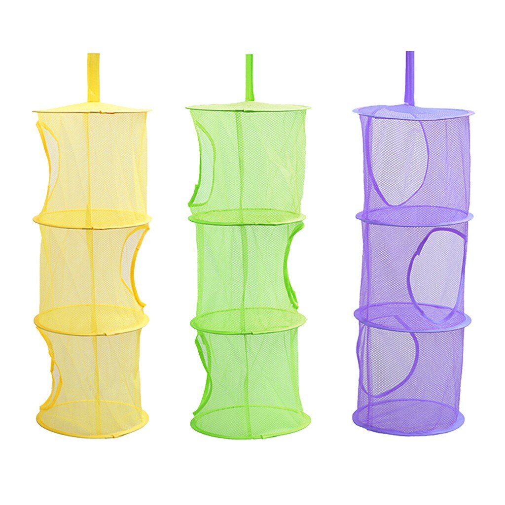 3 Hanging Organizer Pockets Shelf Hanging Bag Storage Mesh Net Organizer Laundry Toy Towel Socks Closet Cloth Storage Bag