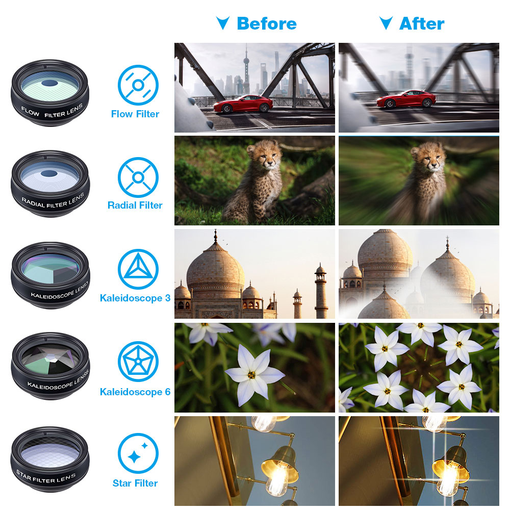 Kit d'objectif de téléphone Travor 10 en 1 objectif de caméra Fisheye objectif macro grand Angle filtre CPL pour iphone Xiaomi Samsung android smartphone