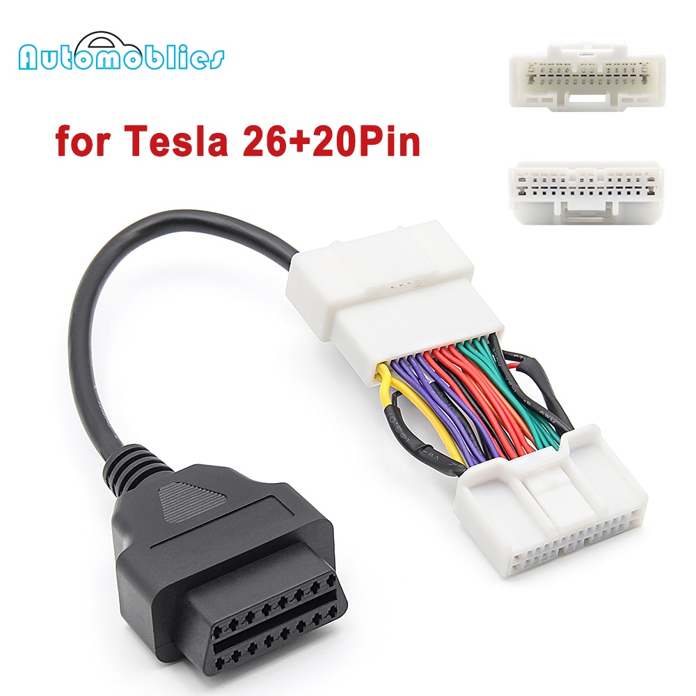Connecteur OBD2 pour Tesla Model 3, outils de Diagnostic de voiture, câble mâle-femelle à 16 broches pour Tesla Model Y 12/20/26 broches