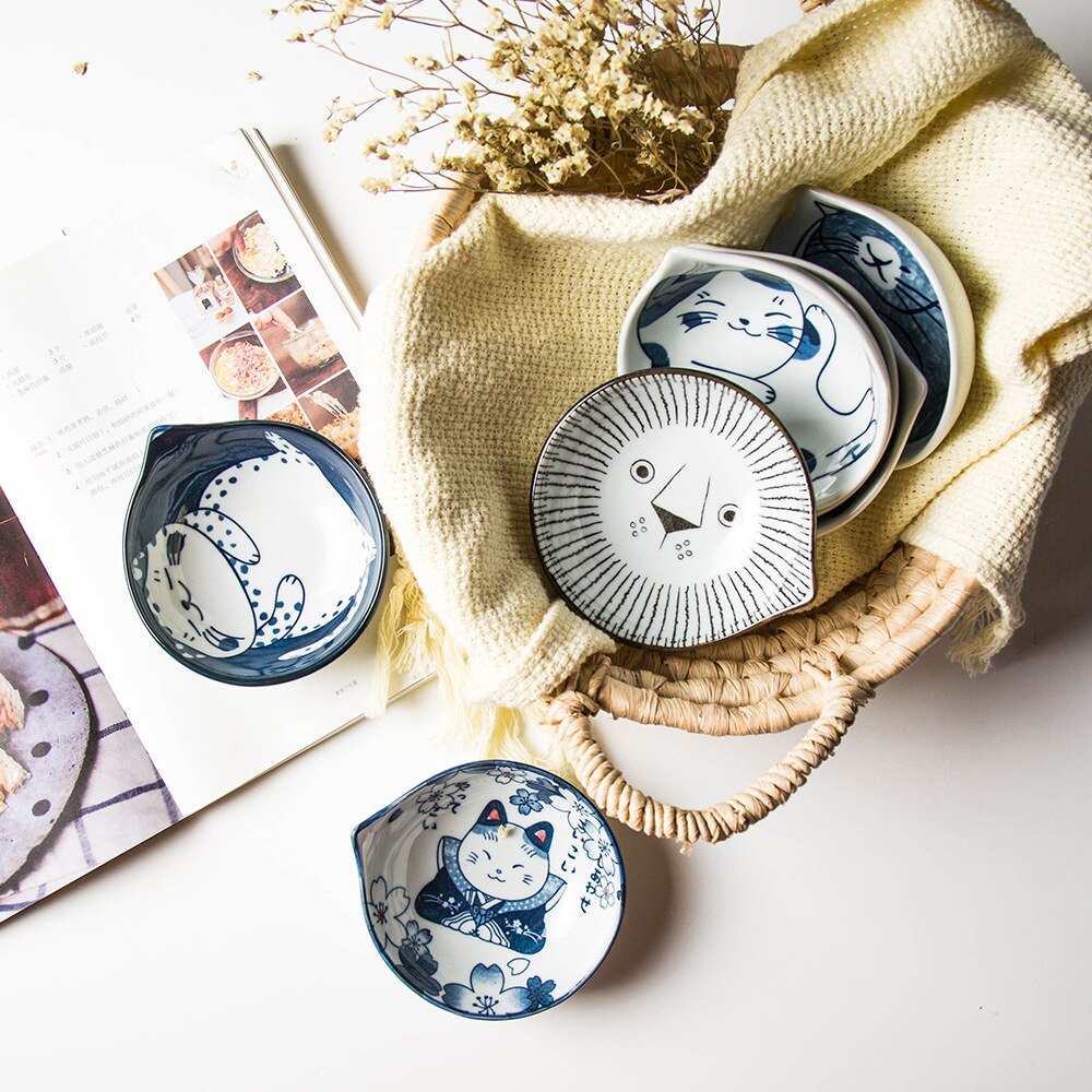 Ceramic Tableware Bowl Ramen Bowl Japanese-Style Underglaze Hand-Painted Tableware Cat