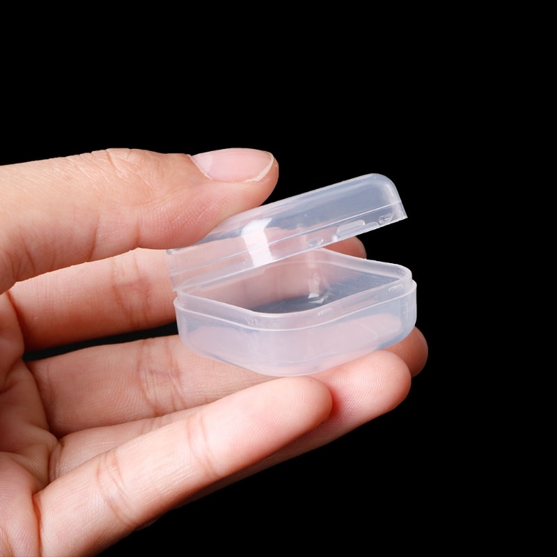 Vierkante doorzichtige plastic sieraden opbergdozen kralen knutseldoos containers