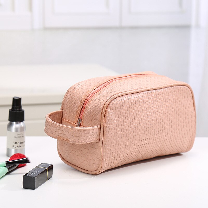 UOSC Waterdichte Toilettas PU Tassen Lederen Reizen Cosmetische Tas Organizer Vrouwen Make-Up Tas Neceser Make up Case Beauty Opbergzakken: Pink