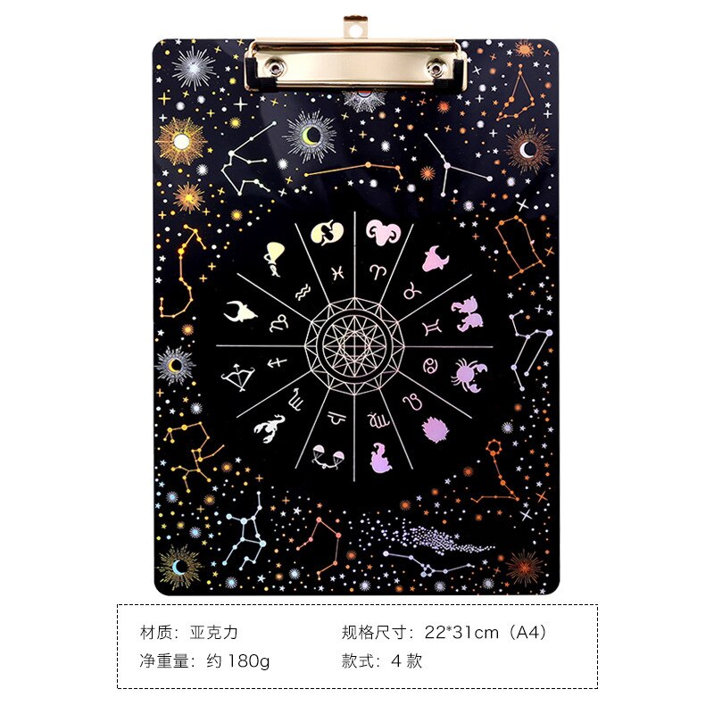 Duguo papirvarer drøm stjernehimmel akryl bronzeplade mappe  a4 mappe skrivebræt kawaii mappe kontor / skoleartikler