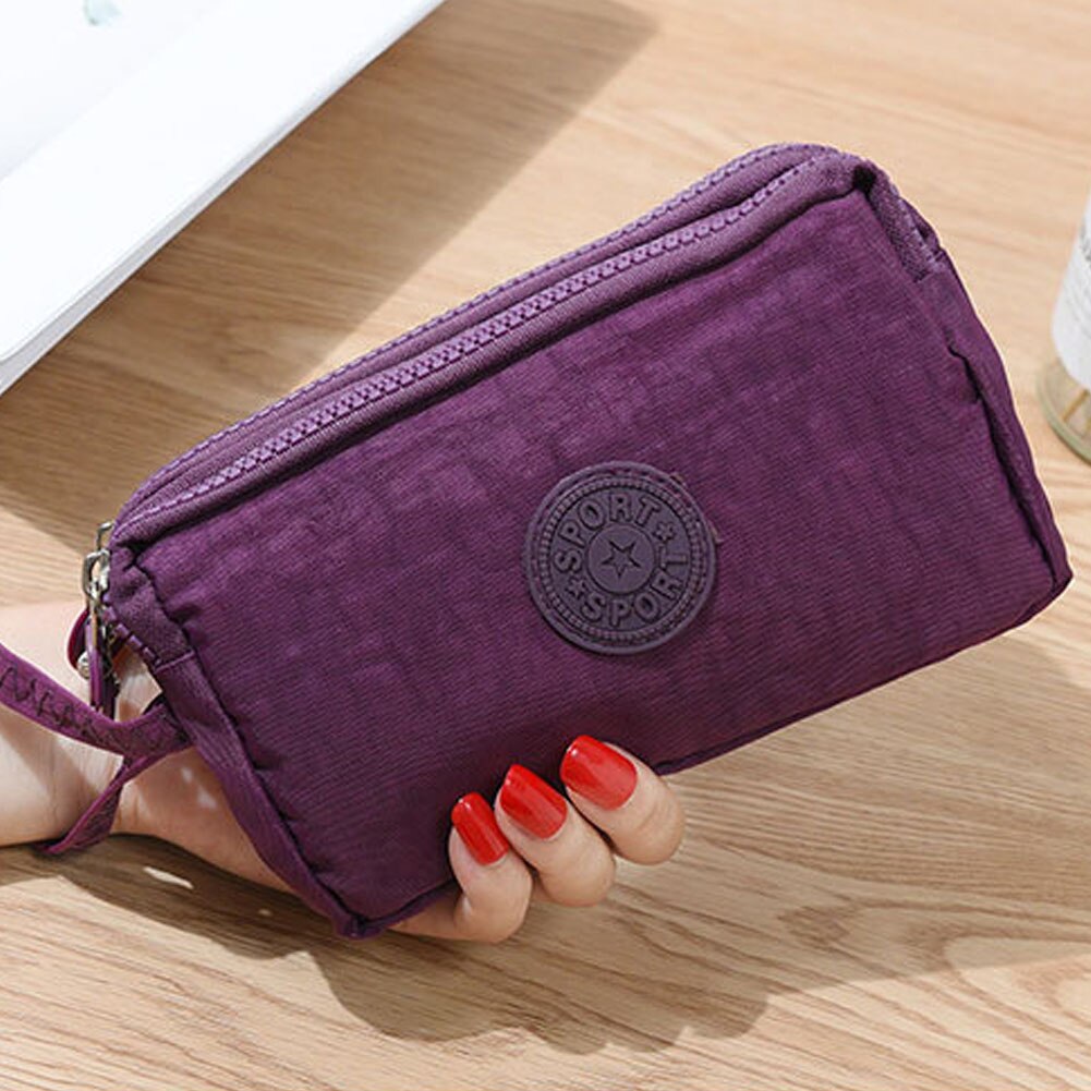 Neue Frauen Brieftasche Dame Leinwand Kupplung Münze Telefon Karte Halter Tasche Lange Geldbörse Brieftasche Abend Handtasche Make-Up Tasche: Dark Purple