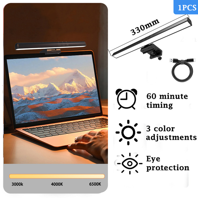 Lampada da tavolo a Clip supporto per luce Monitor a Led USB 3 modalità colore e 10 luci di lettura dimmerabili per studio lampada da scrivania a doppia testa per ufficio: WHITE