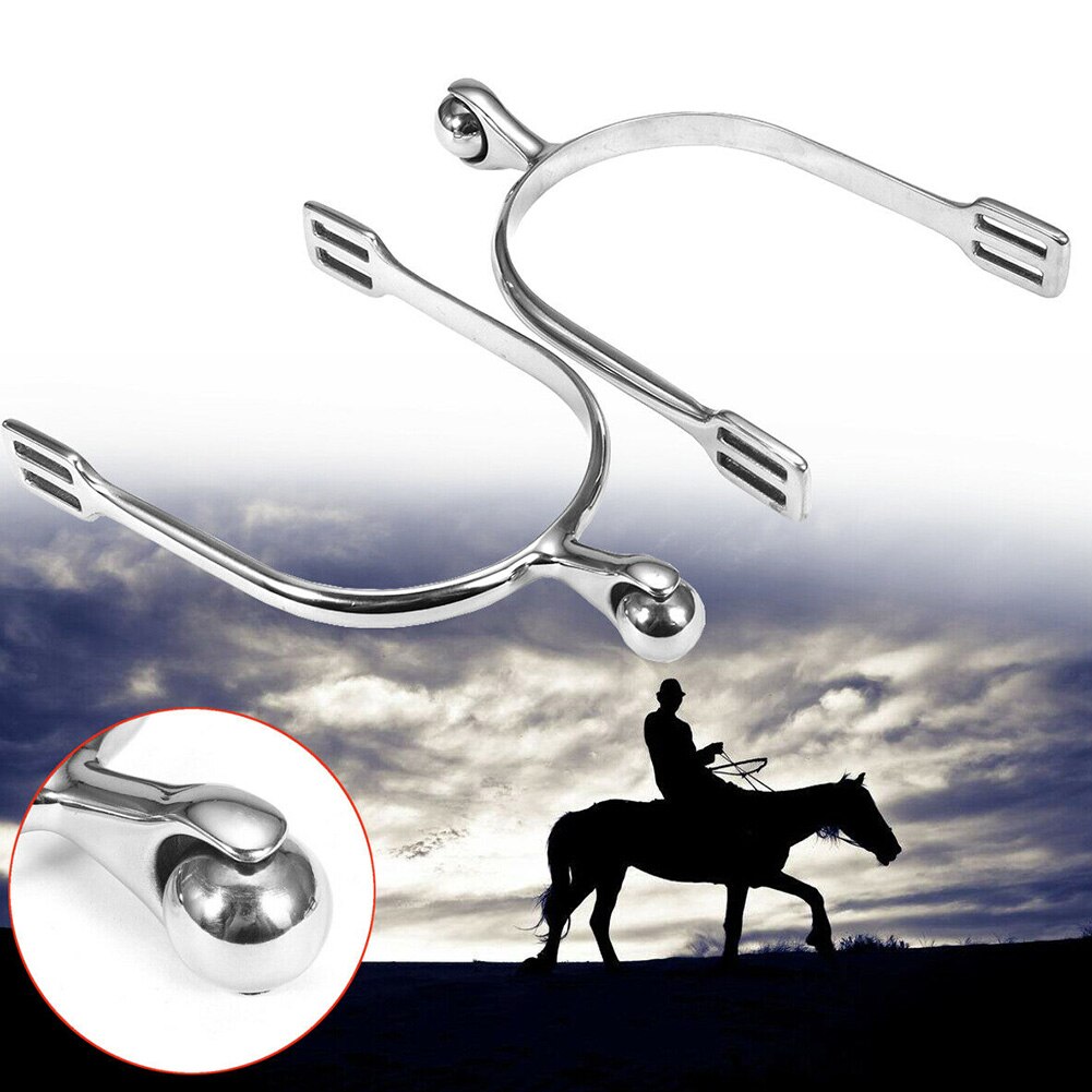 A Pair Riding Horse Spurs Smooth With Roller Ball Lightweight Accessories Stainless Steel Sports Outdoor Equestrian Boots Silver