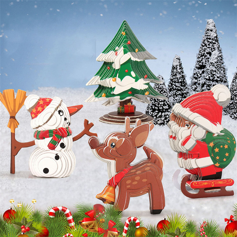 Tema natalizio modello di babbo natale Puzzle 3D asilo precoce educativo fai da te carta di carta fatta a mano Jigsaw per bambini giocattoli regalo