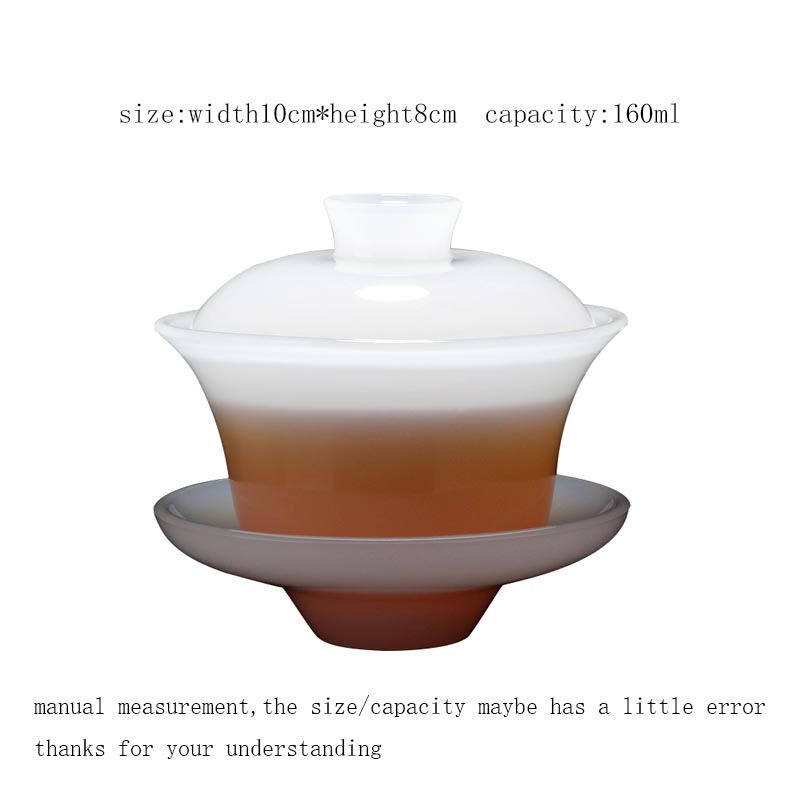 160 Ml Gaiwan Witte Jade Porselein Thee Kom Met Deksel Schotel Set Kantoor Theeceremonie Drinkware Verjaardag Collectie