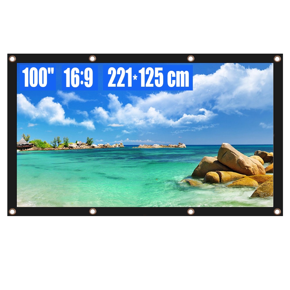 Projector Screen 60 72 84 100 inch 16:9 HD Foldable Anti-Crease Portable Projector Movies Screen for Home Theater Outdoor Indoor