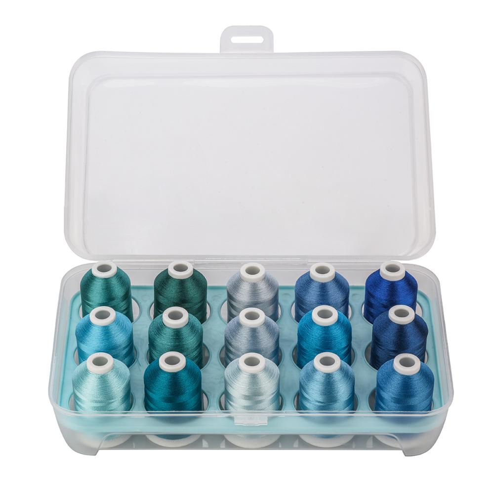 Simthread-kit de costura para máquina de bordar, 6 opções, 15 peças de linha de poliéster, costura