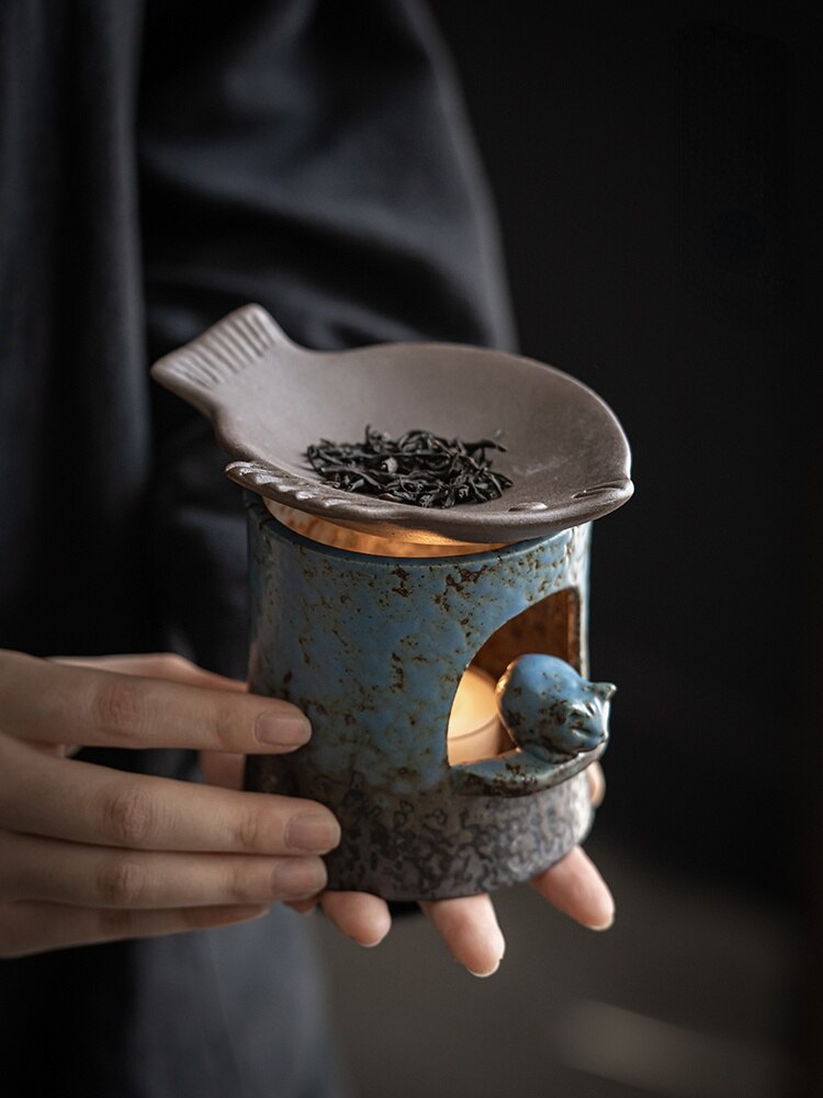 Poêle à thé en céramique, Mini encens de thé cuit au four, encens de séchage, encensoir saveur de thé, cuisson d&#39;huile essentielle, bougie accessoires de thé