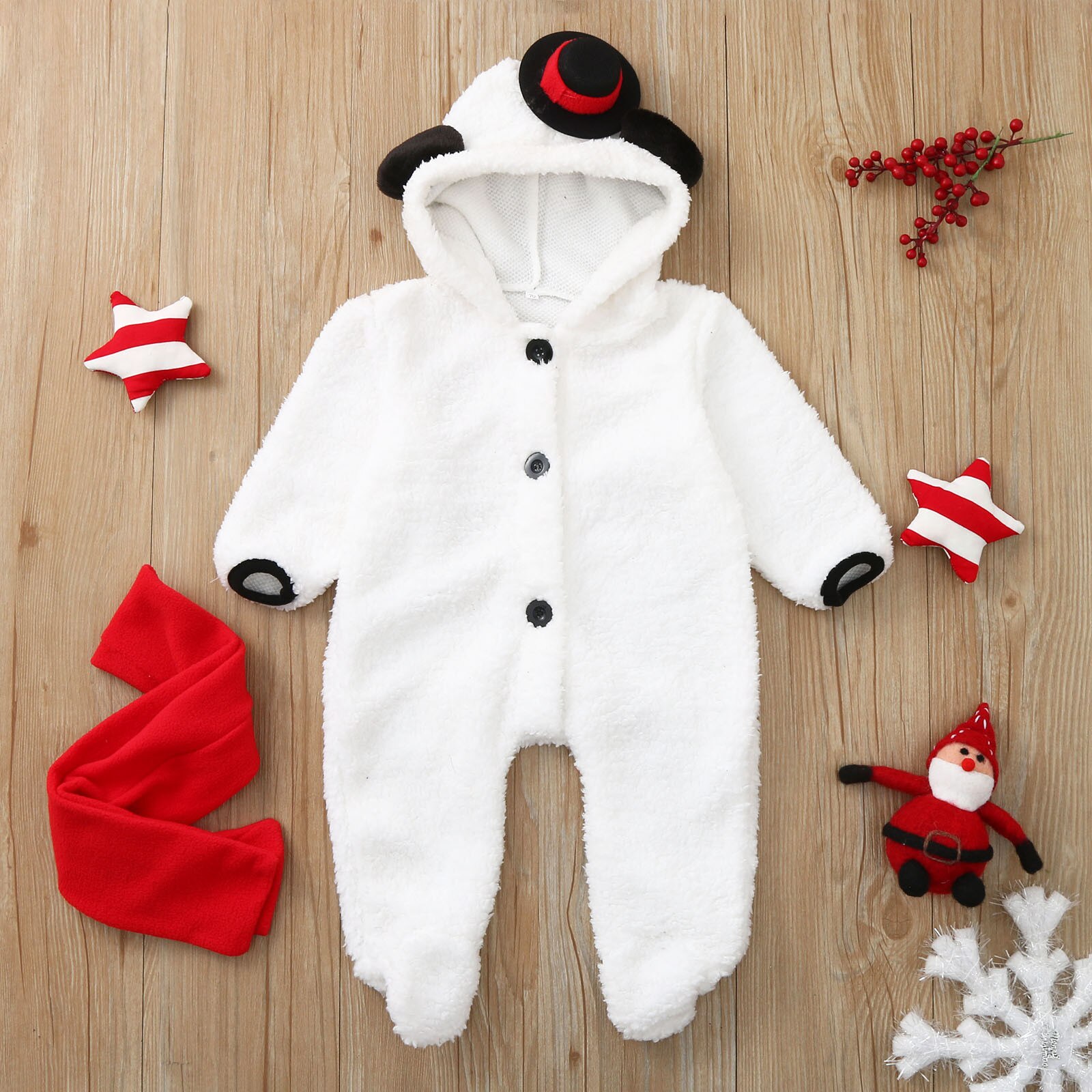 0-24Months Pasgeboren Baby Jongens Meisje Kerstmissneeuwman Fleece Jumpsuit Romper Warm Uitloper Noel Schoeisel Warme Sneeuwpop Pak M5: 12-18 Months