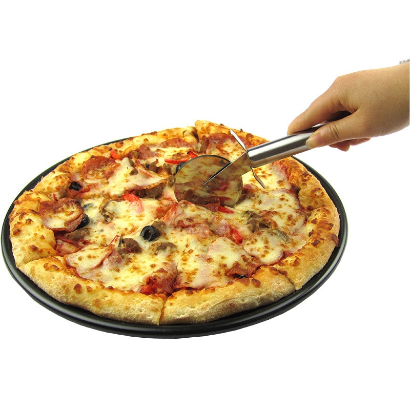 Køkken tilbehør rustfrit stål pizza enkelt hjul skære værktøj pizza kniv kage værktøj hjul brug vaffel cookies køkken gadgets