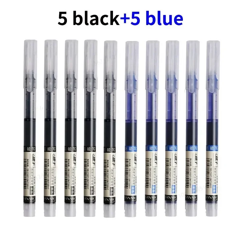 10Pcs/set Needle Type Gel Pens Straight Liquid Ballpoint Pen Stationery School Office Supplies Writing: Light Grey