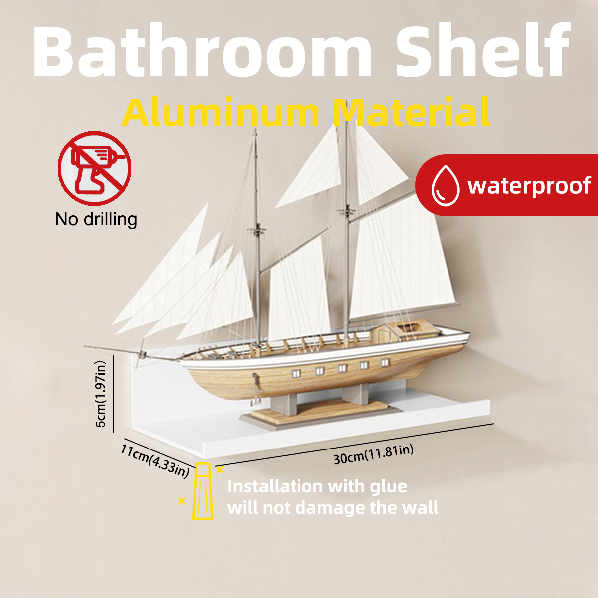 Schwebende verwöhnen für sterben Wandaufbewahrung Arbeitszimmer-Wohnzimmer-DIY-Regal, Dekoratives Regal, Metall-Aluminium-Material, Dekoration, Einlagiges Regal, Badezimmer-WC-Wandregal: Weiß