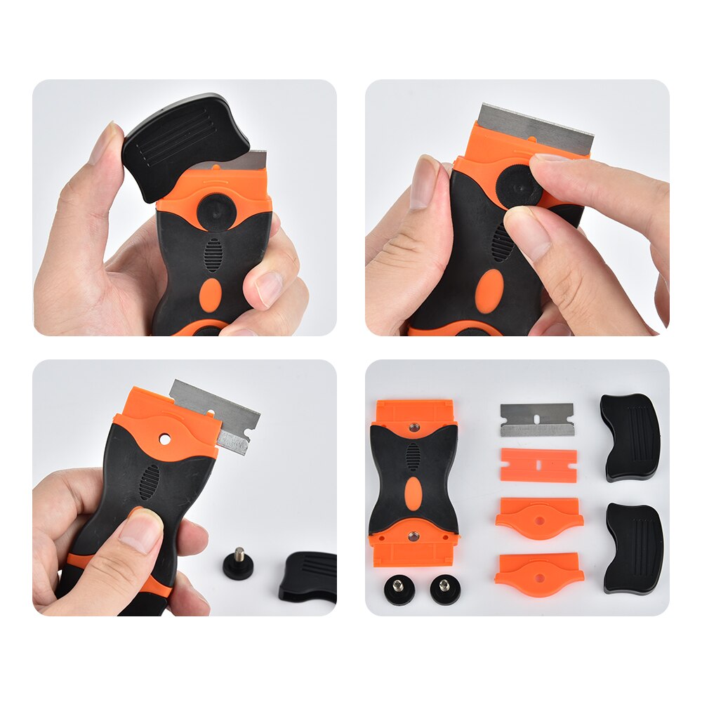 Double Edge Razor Scraper for Car Window Tint Ceramic Glass Oven Razor Scraper Plastic Handle Tool Blade 125x46mm