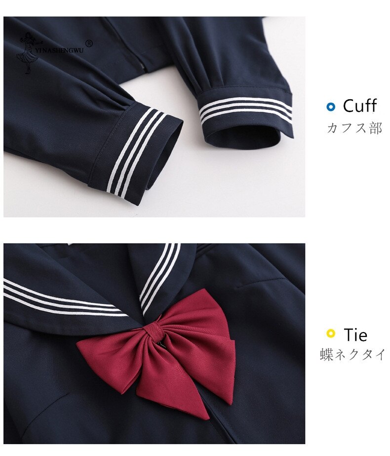 Lady JK Uniform Japanese Kansai Sailor Suit School Uniform Cosplay Student Jk Academy Students Version Sailor Pleated Skirt Suit