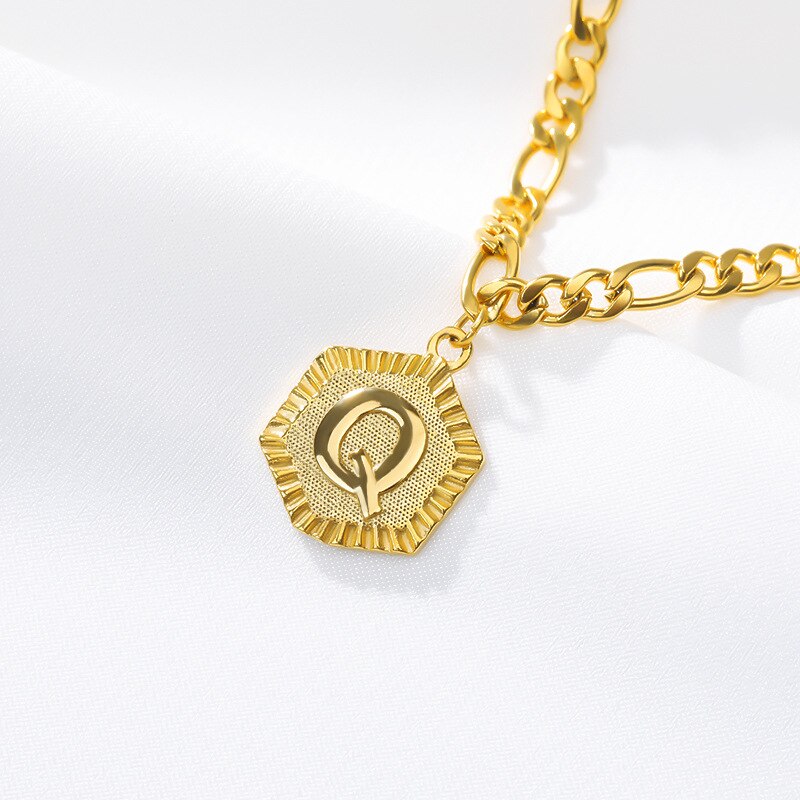 Einzel Verkaufen Goldene Sommer Hexagon Alphabet Bein Armbänder Frauen Fuß Schmuck Fuß Kette Freundschaft knapp Initial Fußkettchen: Q