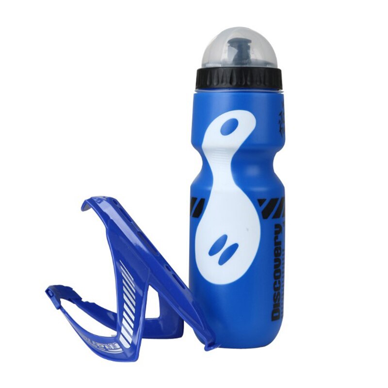 Mountainbike Water Drink Fles + Houder Outdoor Sport Draagbare Water Fles 650Ml: Marineblauw
