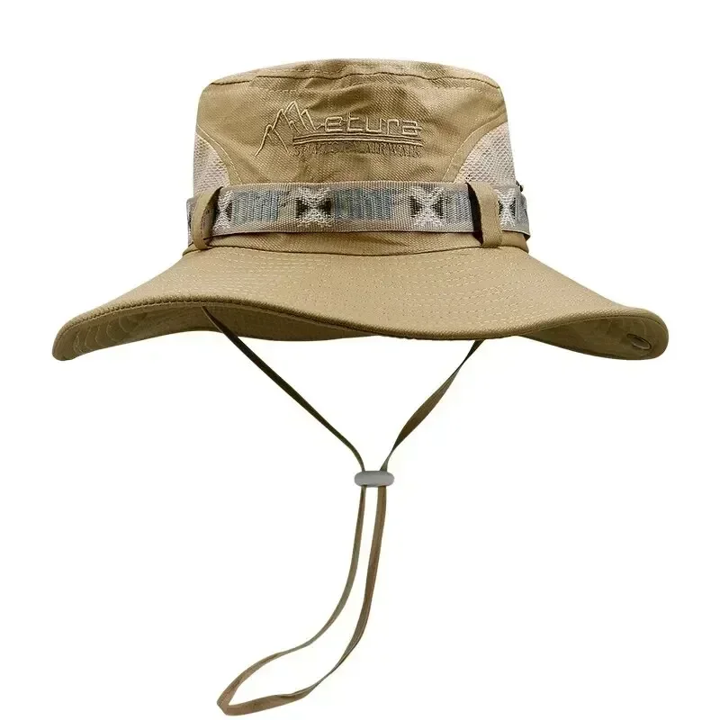 Udendørs fiskeri fiskerhat herre solhat med stor skygge sommer solbeskyttelseshat: Khaki