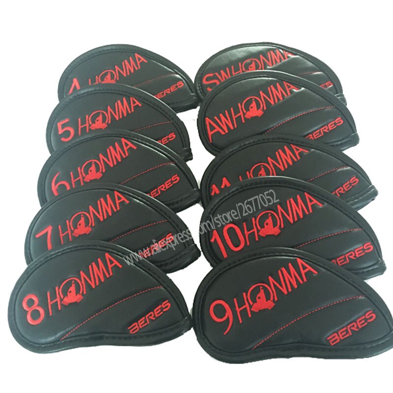 Mens golf trä huvudbonad honma full set klubbor huvudskydd svart färger golf trä huvud lock
