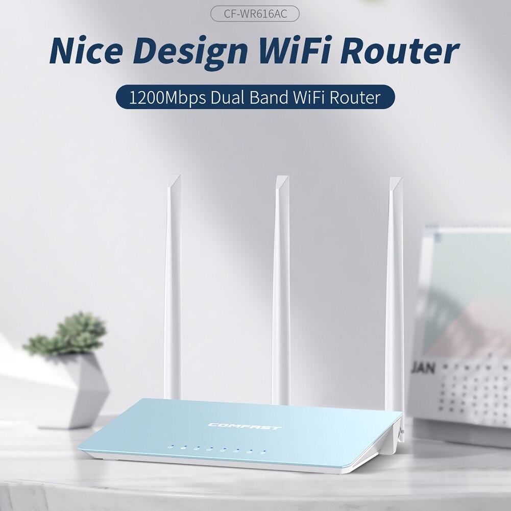 Routeur sans fil 2.4 + 5.8GHz 1200Mbps, antennes à Gain élevé, couverture étendue, répéteur WiFi double bande avec 3 antennes externes