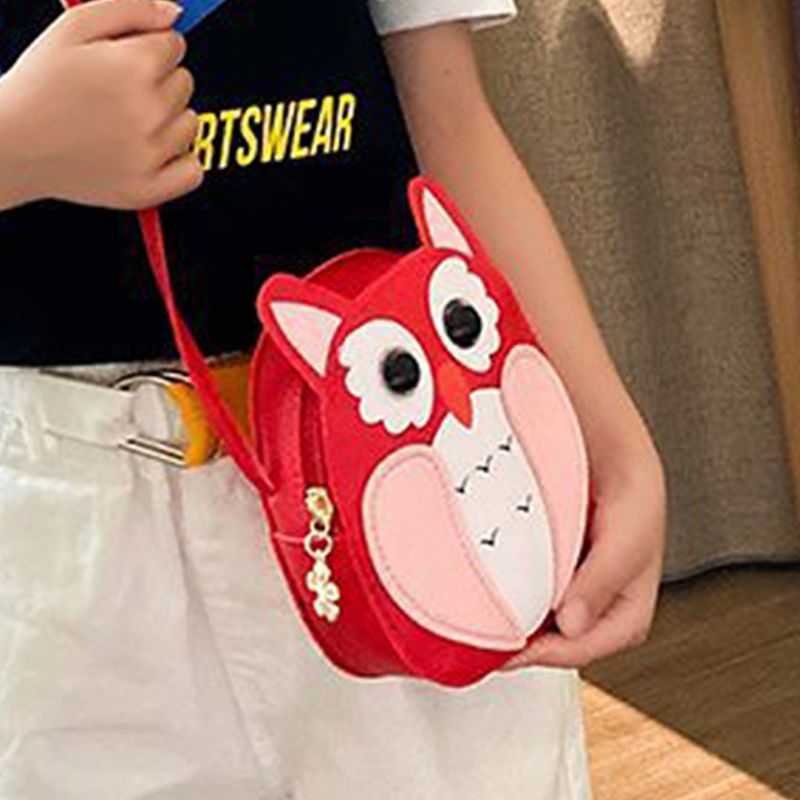 Kids Girl Cartoon Owl Shoulder Crossbody Bag PU Leather Satchel Small Tote Coin Purse
