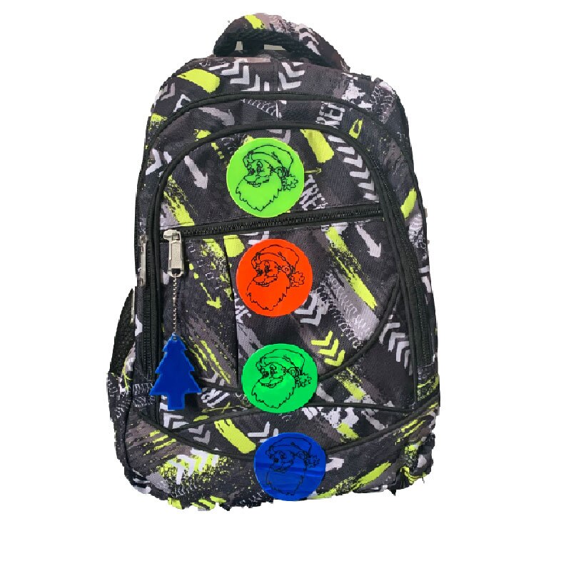 Kids Reflective Warning Stickers Schoolbag Pvc Waterproof Cartoon Santa Claus Safety Student Traffic Glow Safety Stickers