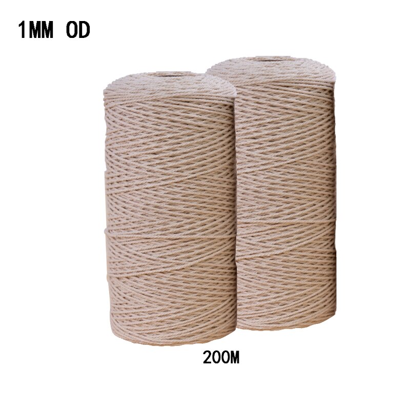 3mm 4mm 5mm 6mm Macrame Rope Twisted String Cotton Cord For Handmade Natural Beige Rope DIY Home Wedding Accessories: 1mmx200m