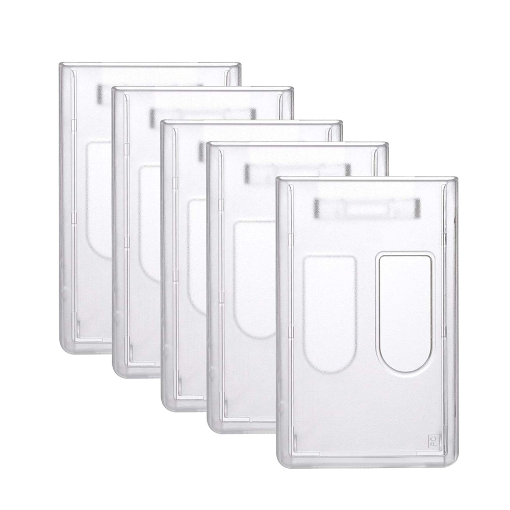 Slim Heavy Duty Frosted Rigid Polycarbonate Plastic ID Badge Holders Vertical / Horizontal Half Card Badge Holder Swipe ID Cards