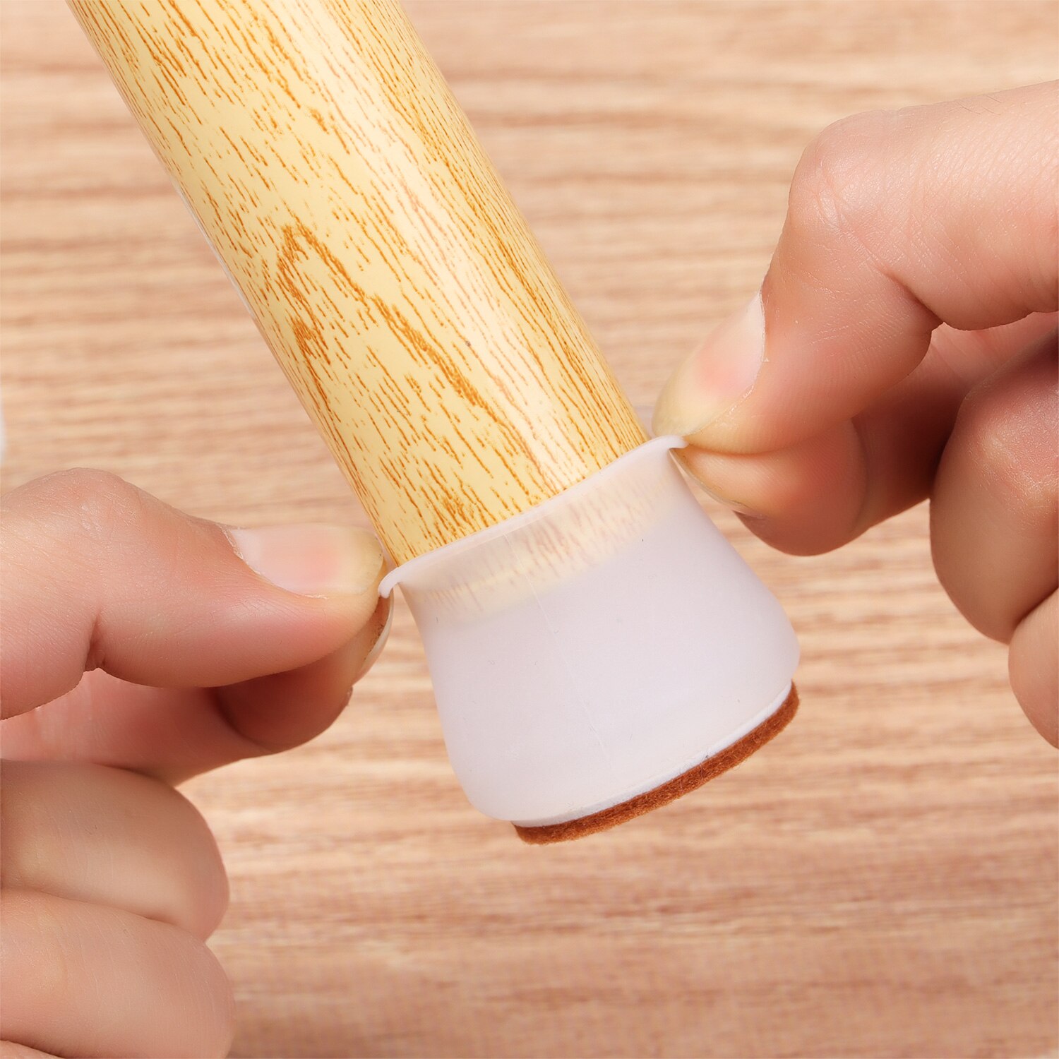 4 Pcs Silicone Round/Square Chair Table Foot Cover Protector Caps with Felt Bottom Furniture Anti-slip Mute Solid Pad