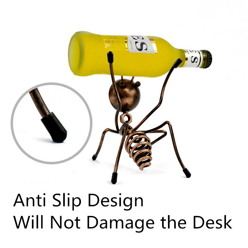 Soporte Para Botella De Vino En Forma De Bombero - Hierro Reciclado, Estilo Decorativo - Para Mostrar Tu Vino Favorito