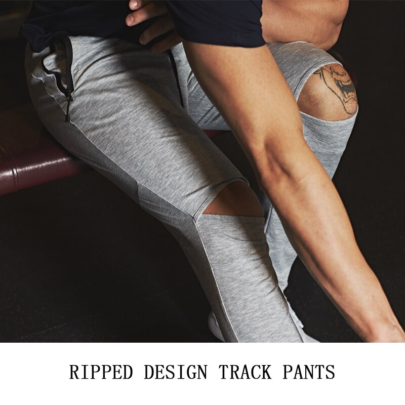 Hole motion pants men's bodybuilding clothing Pantalon men's jogger fitness bodybuilding casual stretch pants