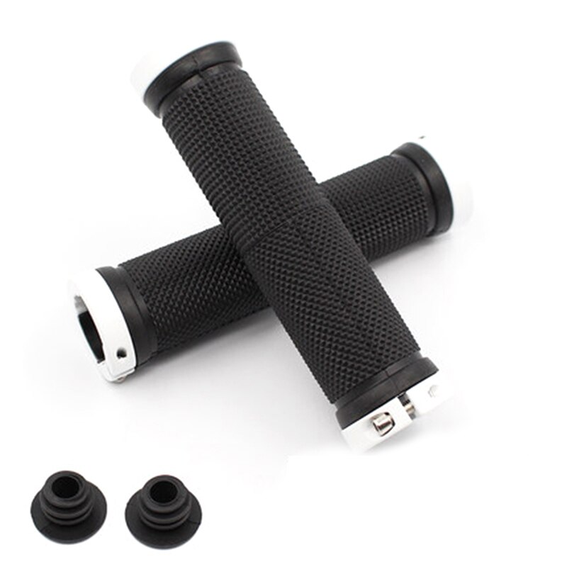 1 pair MTB BMX Road Cycling Handlebar Grips Anti-Skid Rubber Bicycle Grips Mountain Bike Lock On Bicycle Handlebars End Grips: White