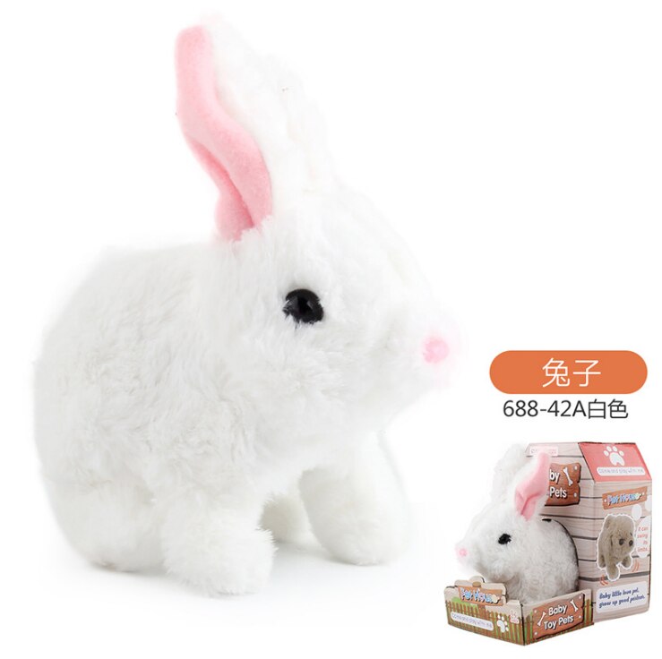 Simulation électrique pour enfants chien petit lapin blanc en peluche Teddy appellera marche chiot intelligent robot chien jouet: Gris clair