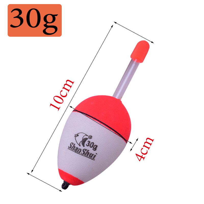 Flotador de pesca de EVA, palos luminosos nocturnos Bobber, herramienta de aparejos de pesca de vientre con pote, 10g/20g/30g/40g/50g/60g, 1 WD-083