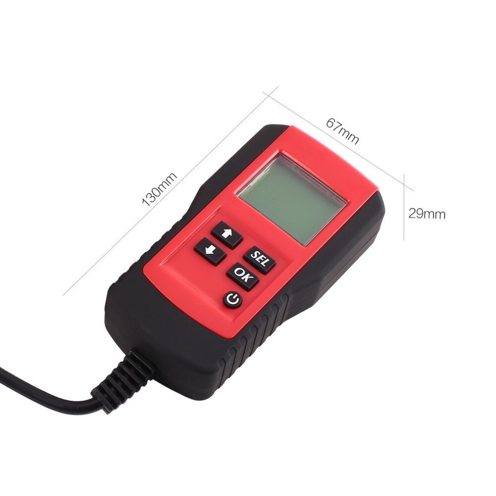 AE300 12V LCD Automotive Vehicle Digital Car Battery Auto System Analyzer Battery Voltage ohm Tester Diagnostic Tool RED