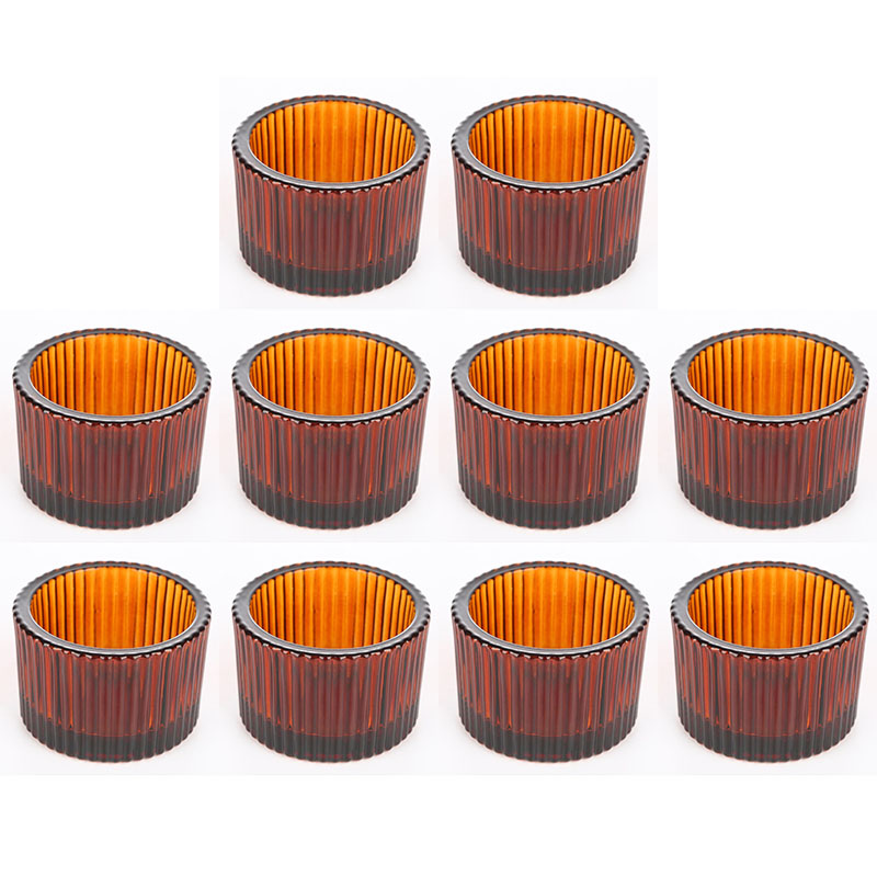 Pack of 10 Glass Small Tea Light Candle Holder for Table Decor,Home Decor,Church Housewarming Candle Pillar Holder Brown: green