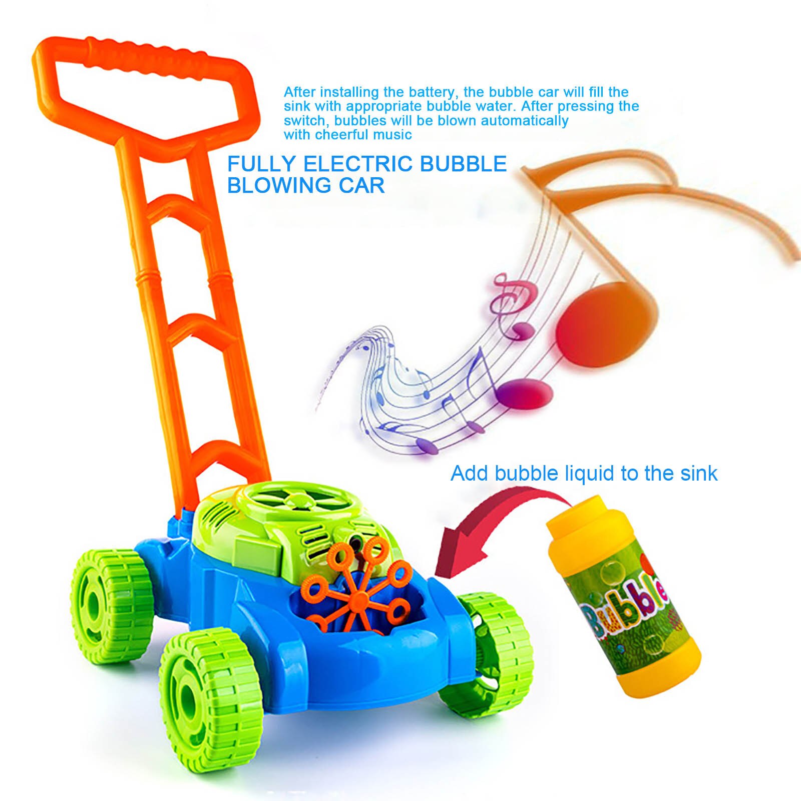 Bubble Mower for Toddlers, Kids Bubble Blower Machine Lawn Games, Summer Outdoor Push Toys, Easter Toys Birthday for Presc