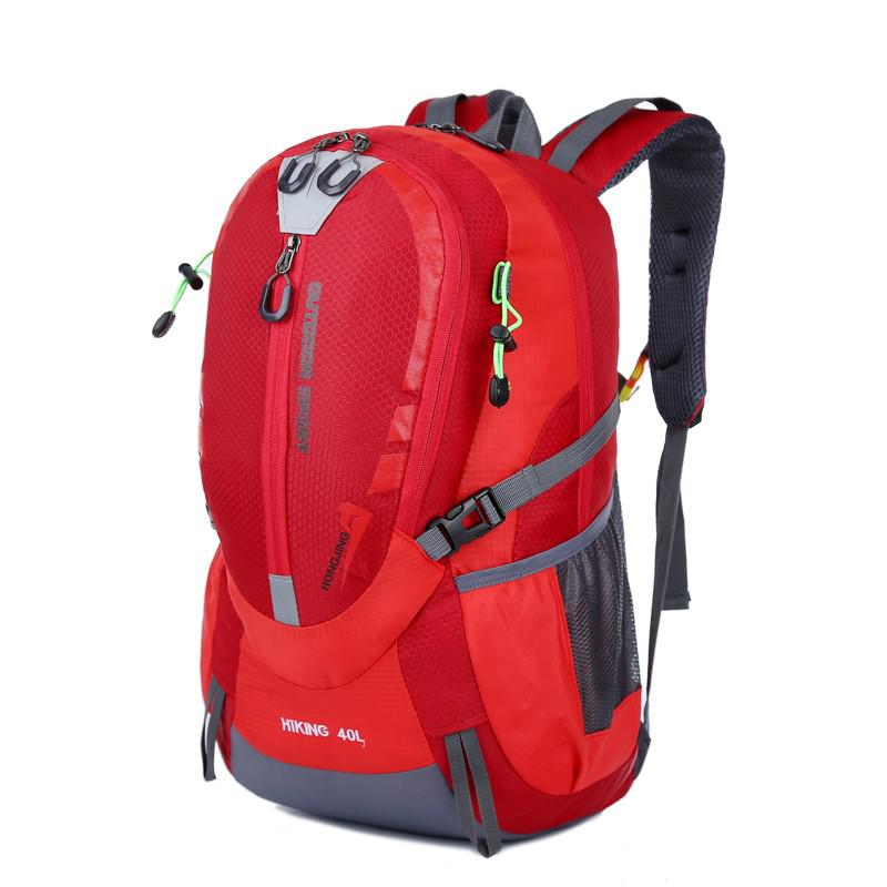 40L Outdoor Wandelen Klimmen Rugzak Waterdichte Travel Rugzakken Voor Mannen Vrouwen Grote Capaciteit Schooltassen: Red