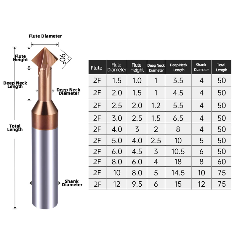 90 Degree Upper And Lower Inner Hole Chamfering CutterTungsten Steel Carbide Milling Cutter CNC Cutting Tools: 3.175*2.5*12 / 33mm