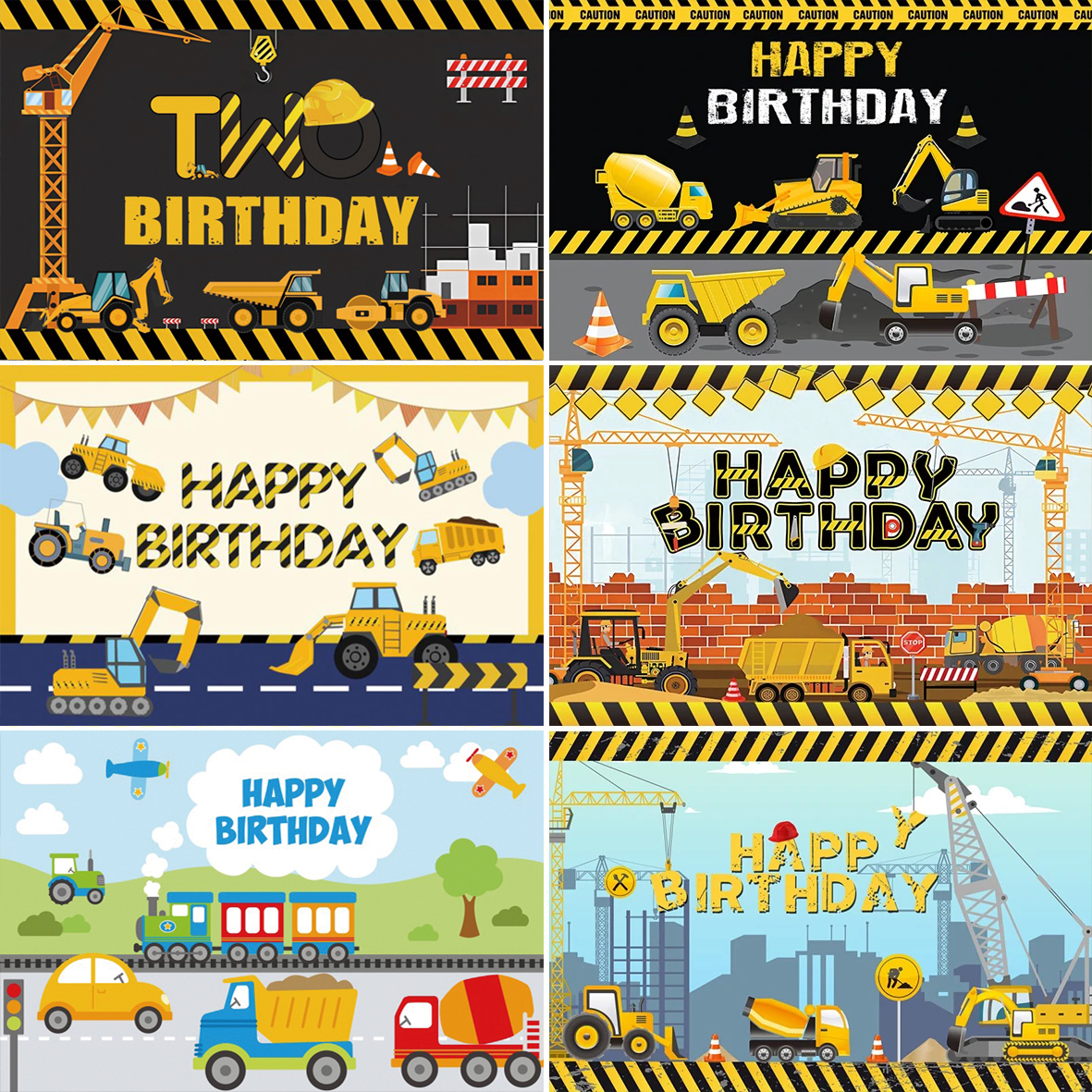 Excavator Truck Photo Backdrops Boy Birthday Construction Background Party Decor Photography Prop Photocall Photo Studio