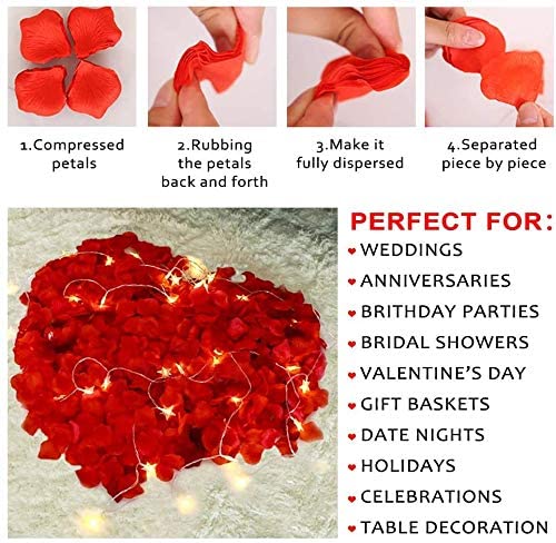 Pétalos de rosa de 1000 Uds., pétalo de seda roja, flor para boda, decoración para de noche romántica y decoración para eventos y fiestas de San Valentín