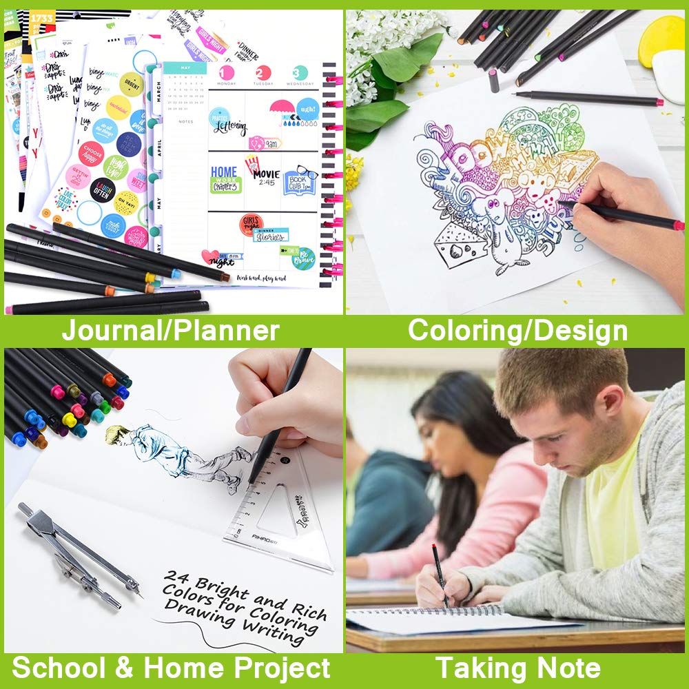 Journal planner penne 36 farvede fine punkt markører fine tip tegning penne porøs fineliner pen til journaling skrivekunst kontor