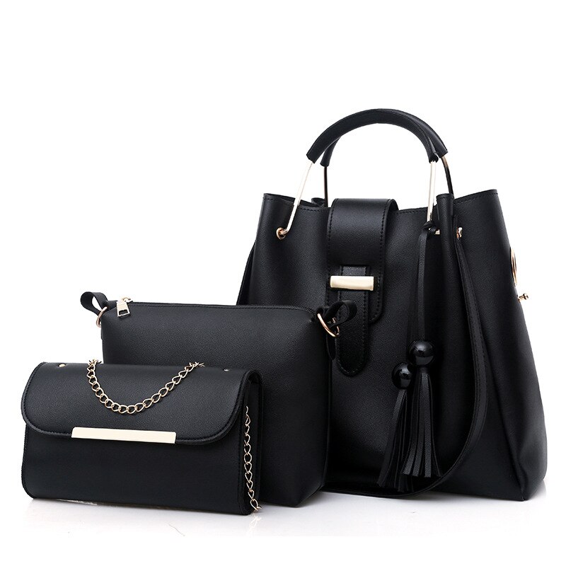 Three-piece Set Bags PU Leather Composite Luxury Bag Tassel Shoulder Messenger Bag for Women Handbag