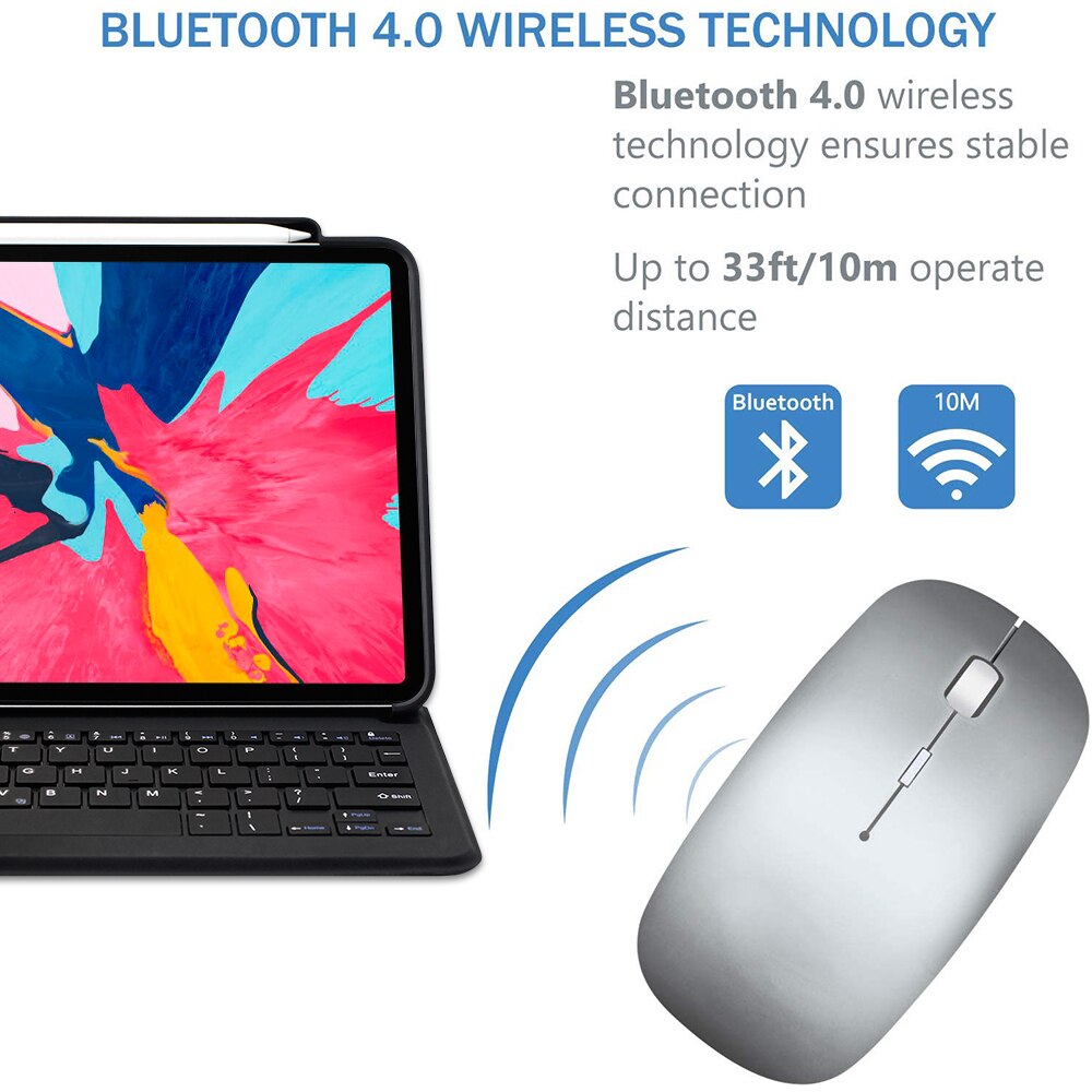 Draadloze Muis & Toetsenbord Computer Bluetooth Muis Toetsenbord Stille Pc Pad Oplaadbare Usb-poort Voor Ipad Werk Mini Tablet Apparaat