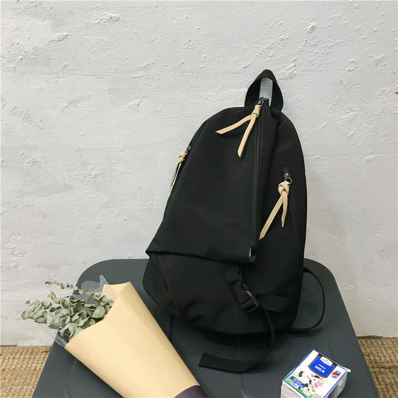 Backpacks Women Nylon Solid Waterproof Unisex Streetwear Hip-hop Simple Korean Ulzzang Harajuku Chic Daily Backpack All-match BF: black nylon