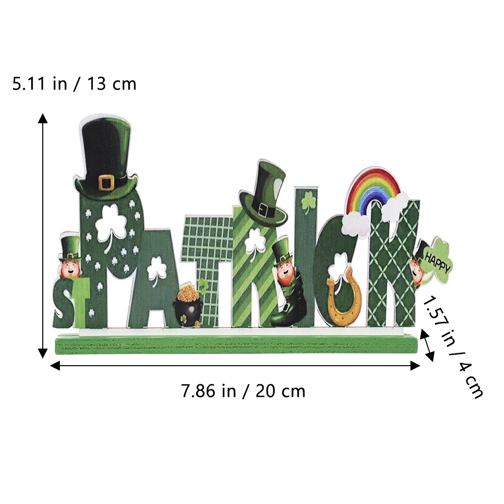 1pc St. Patrick's Day Theme Art Craft Wooden Letter Ornaments for Home Decor