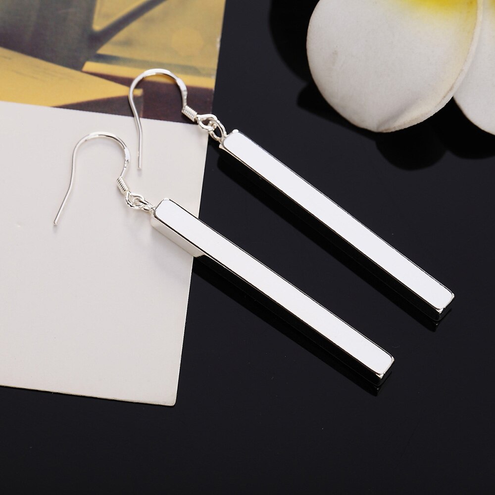 Orecchini pendenti lunghi a forma di bastone in argento Sterling 925 gancio temperamento moda donna matura gioielli di alta qualità