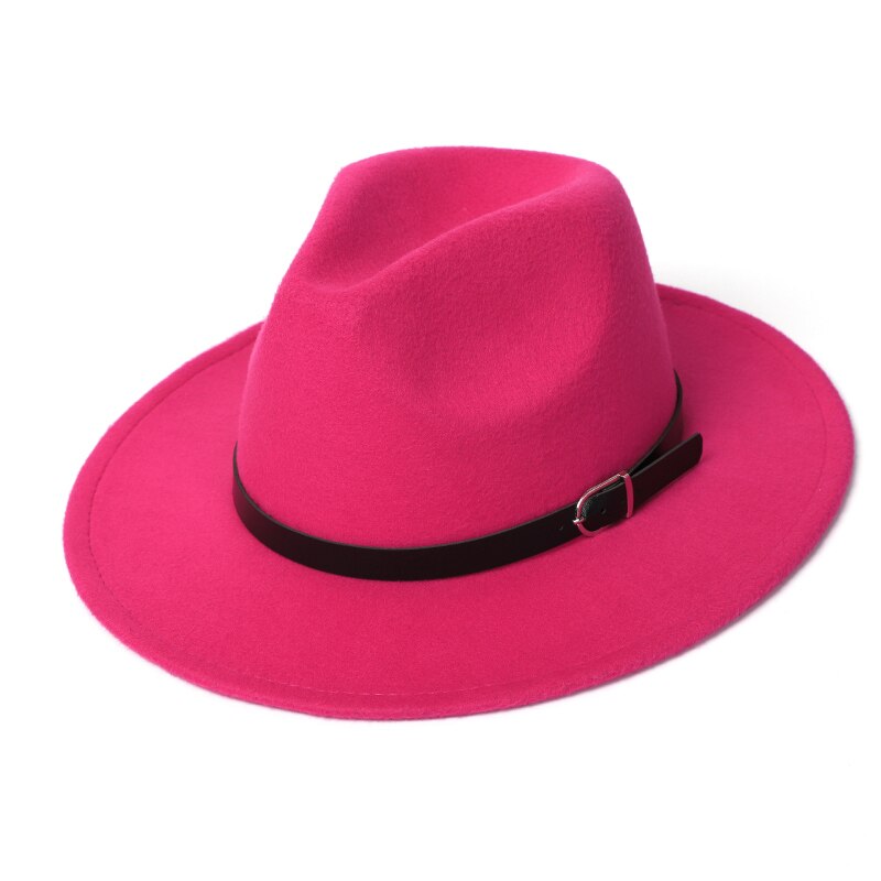 Heren Fedora Hoed Dames Winter Herfst Dubbelzijdige Jazz Hoed Wollen Hoed Platte Rand Hoed,19-58-61cm